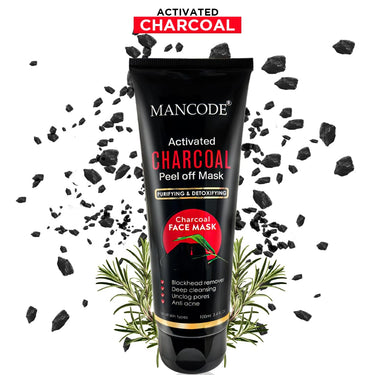 Mancode Activated Charcoal Peel Off Mask For Men, Charcoal Peel Off Mask For Women, Face Mask For Men, Charcoal Face Mask, Active Cooling Effect, Deep Skin Purifying Cleansing (100 ml)